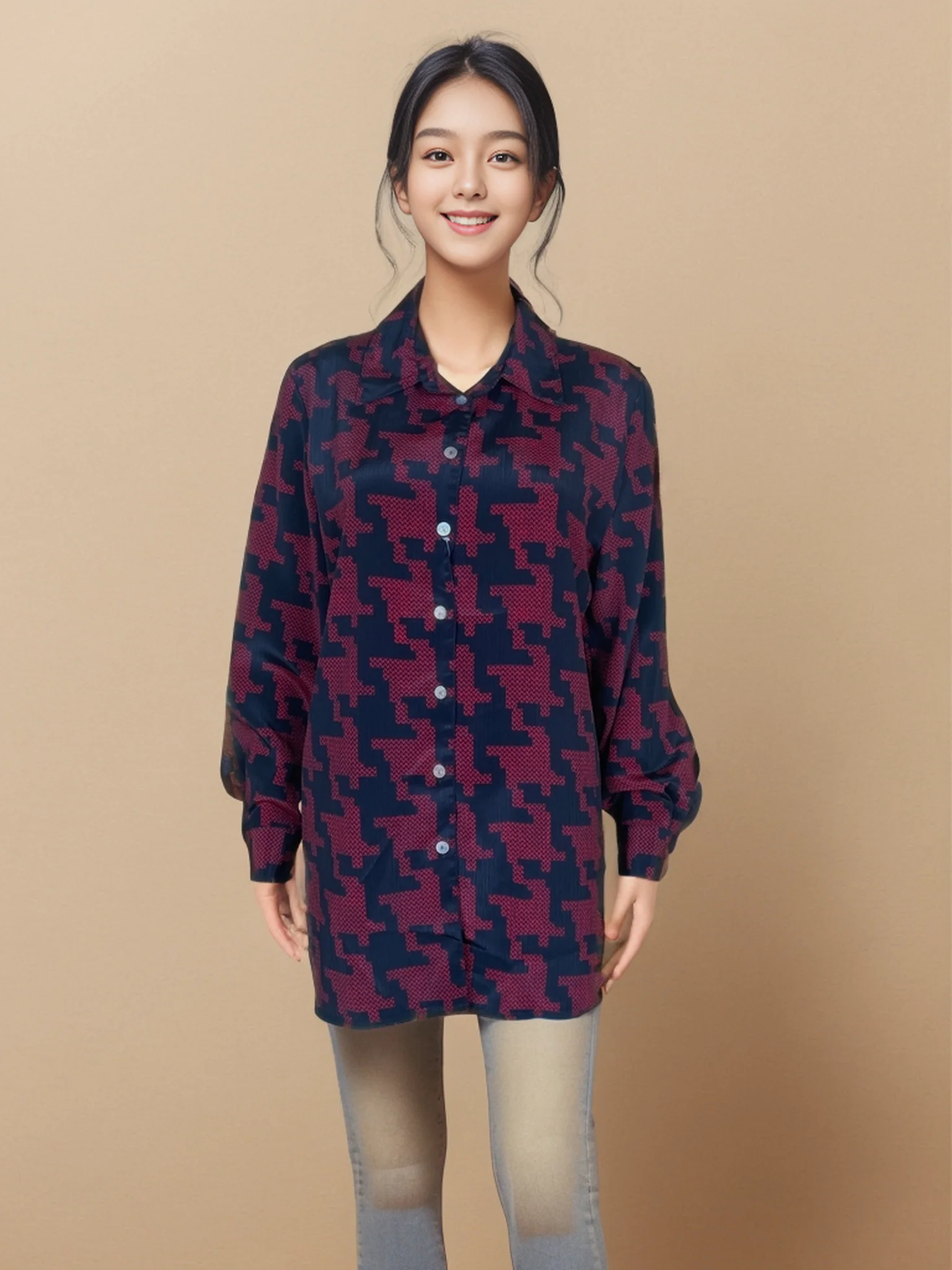 Trendy Patterned Long Sleeve Shirt