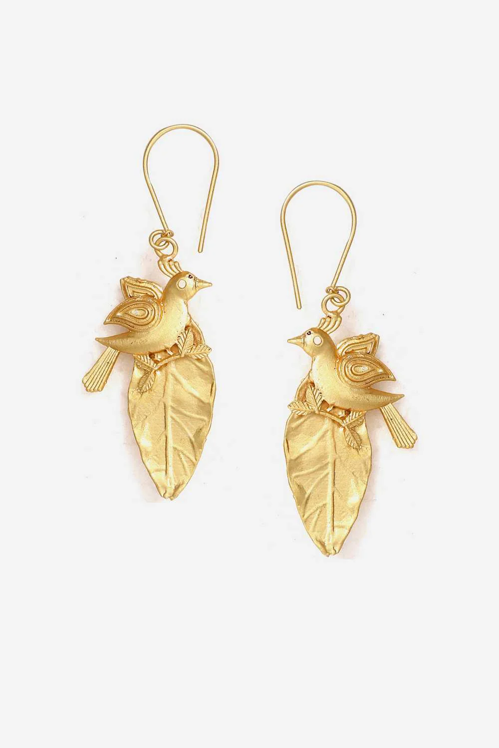 Charming Bird Leaf Dangle Earrings