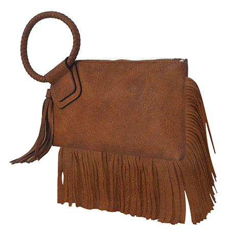 Bohemian Style Faux Leather Fringe Clutch Bag