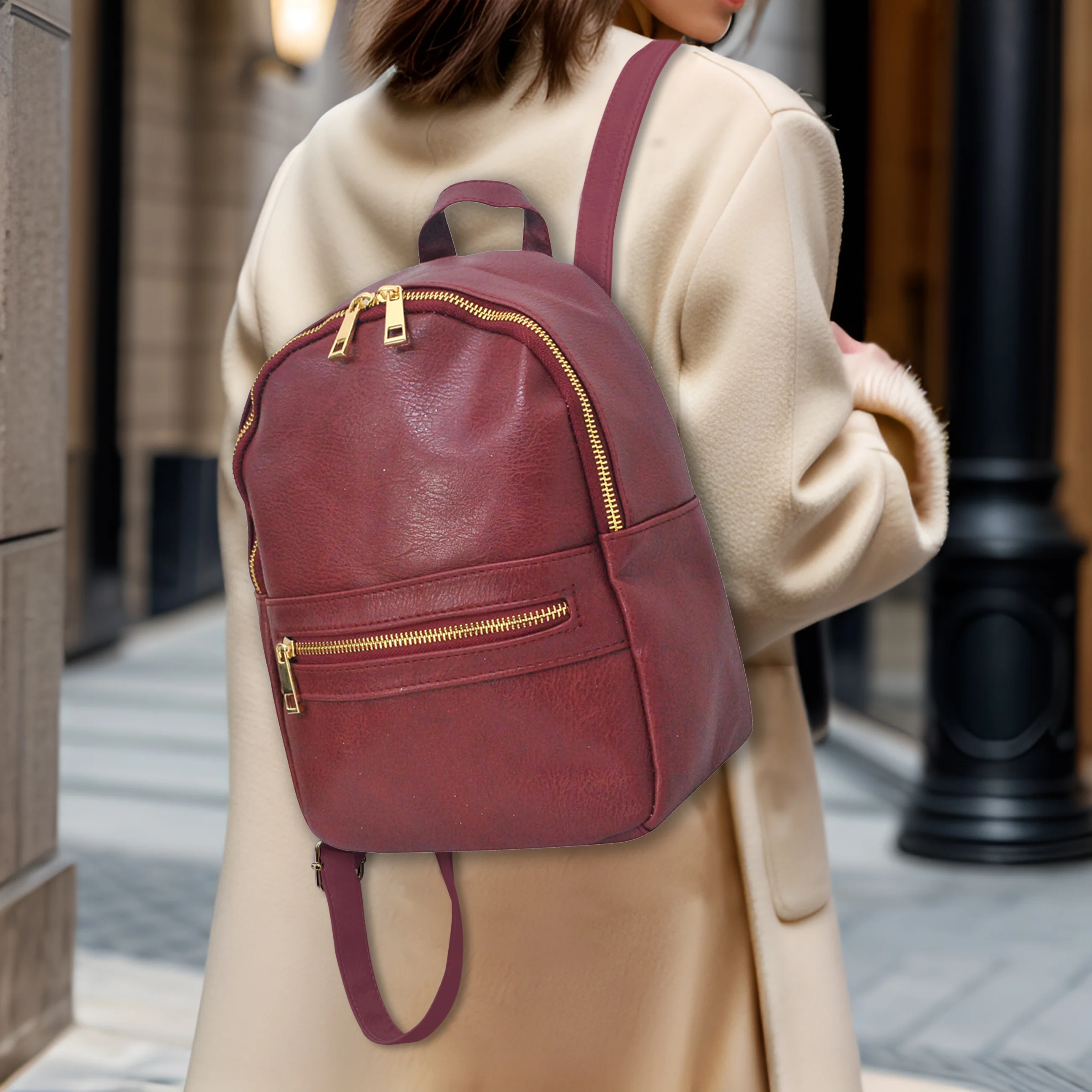Elegant Burgundy Leather Backpack