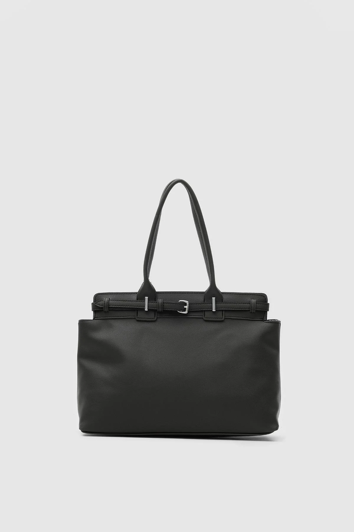 Elegant Black Faux Leather Tote Bag