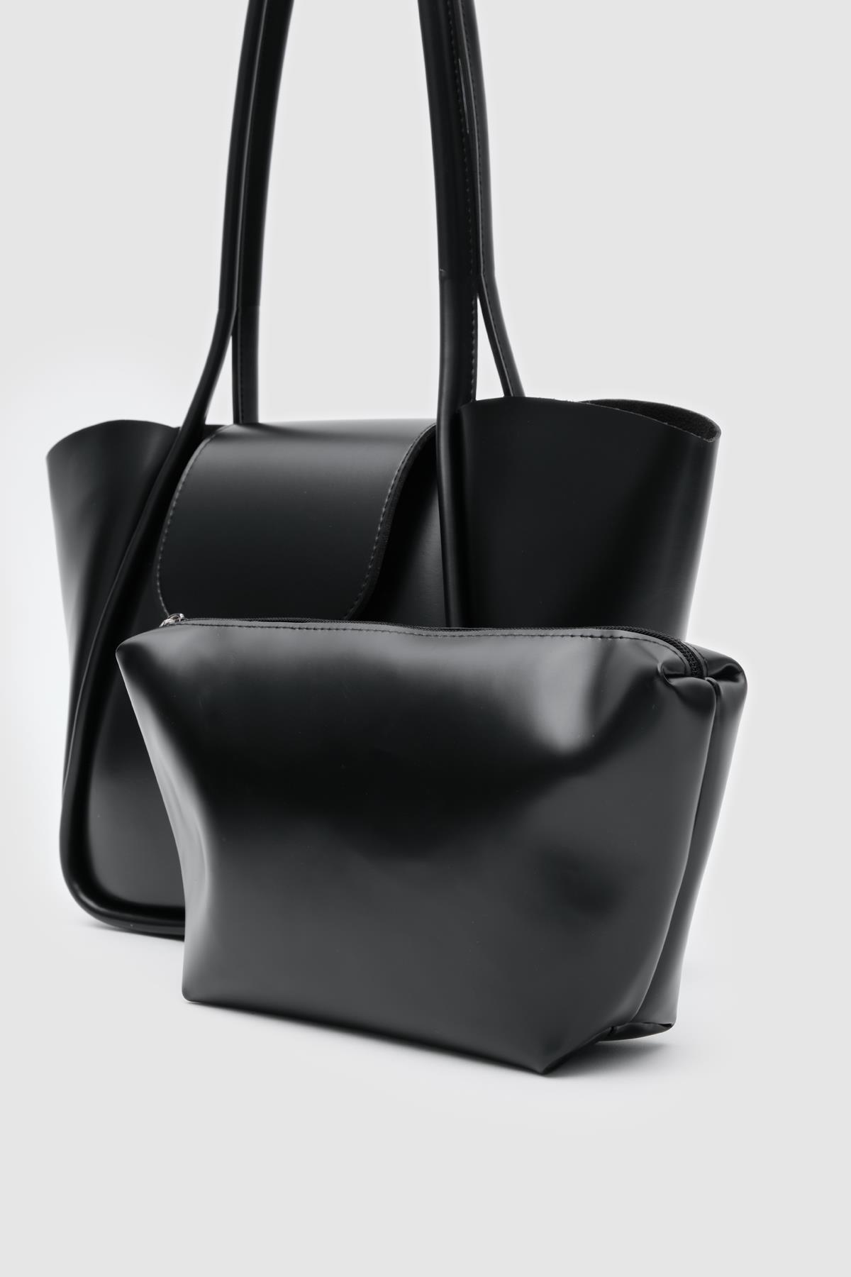 Elegant Black Faux Leather Bag