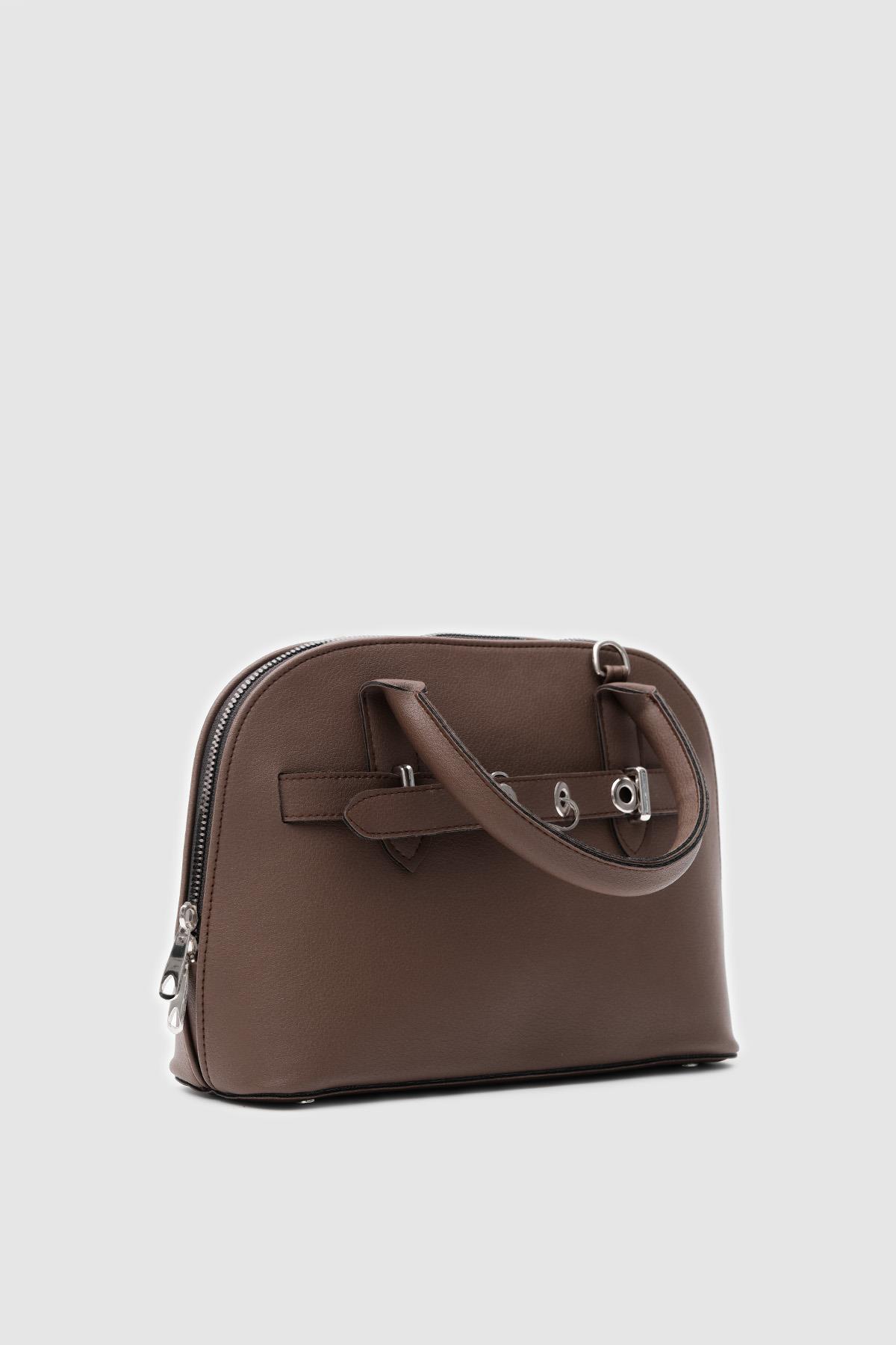 Elegant Brown Faux Leather Handbag
