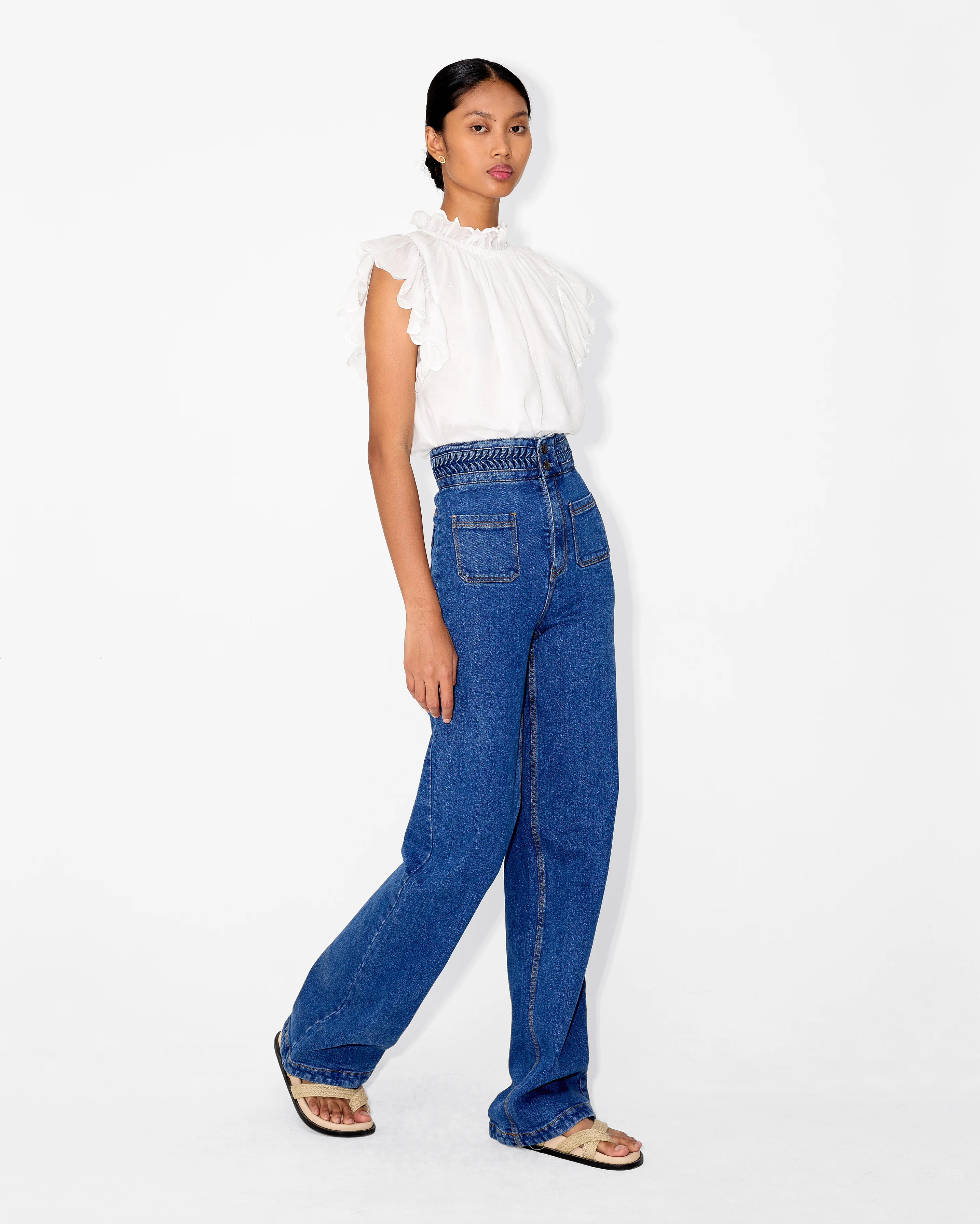 Elegant White Ruffled Top