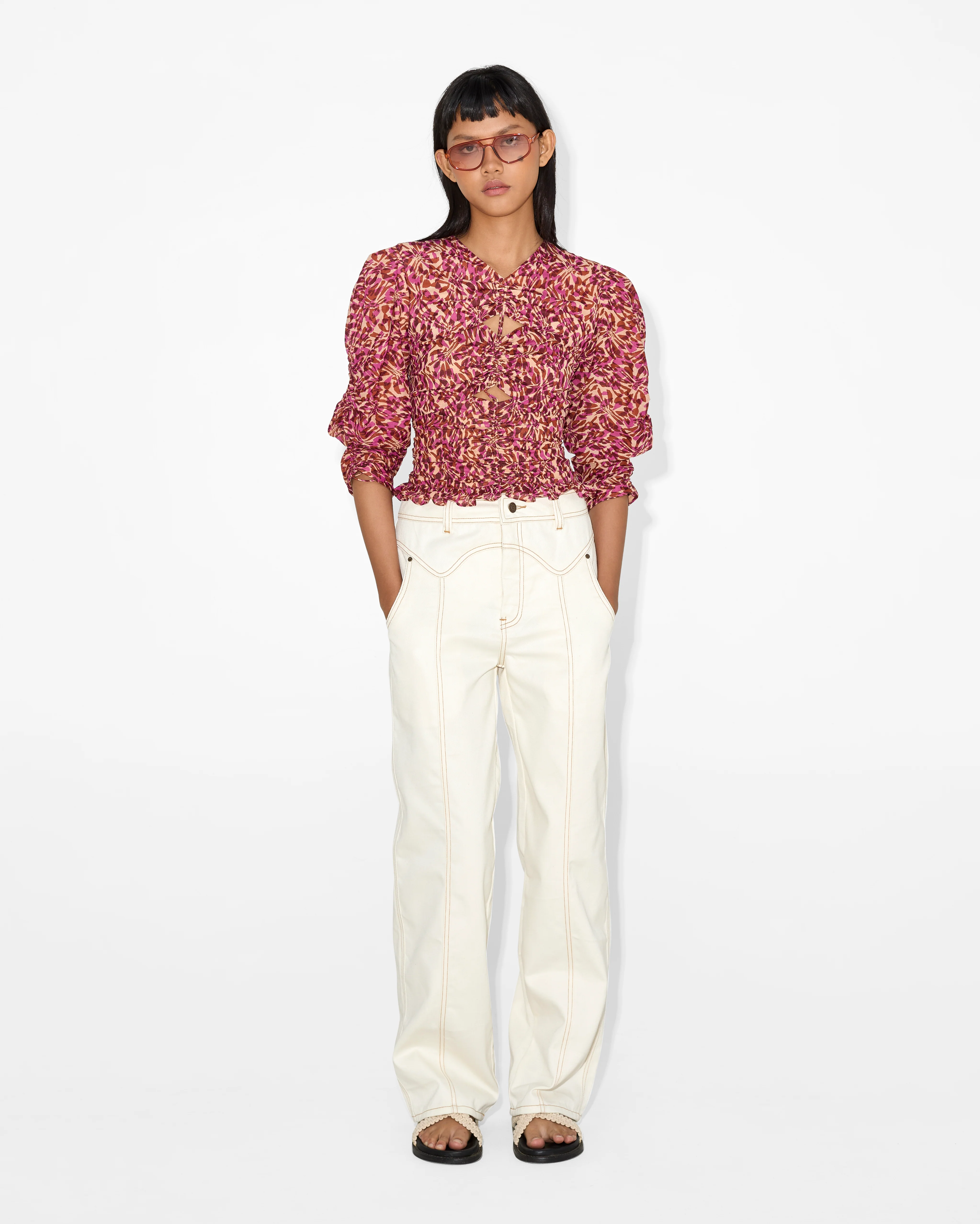 Floral Print Puff Sleeve Blouse