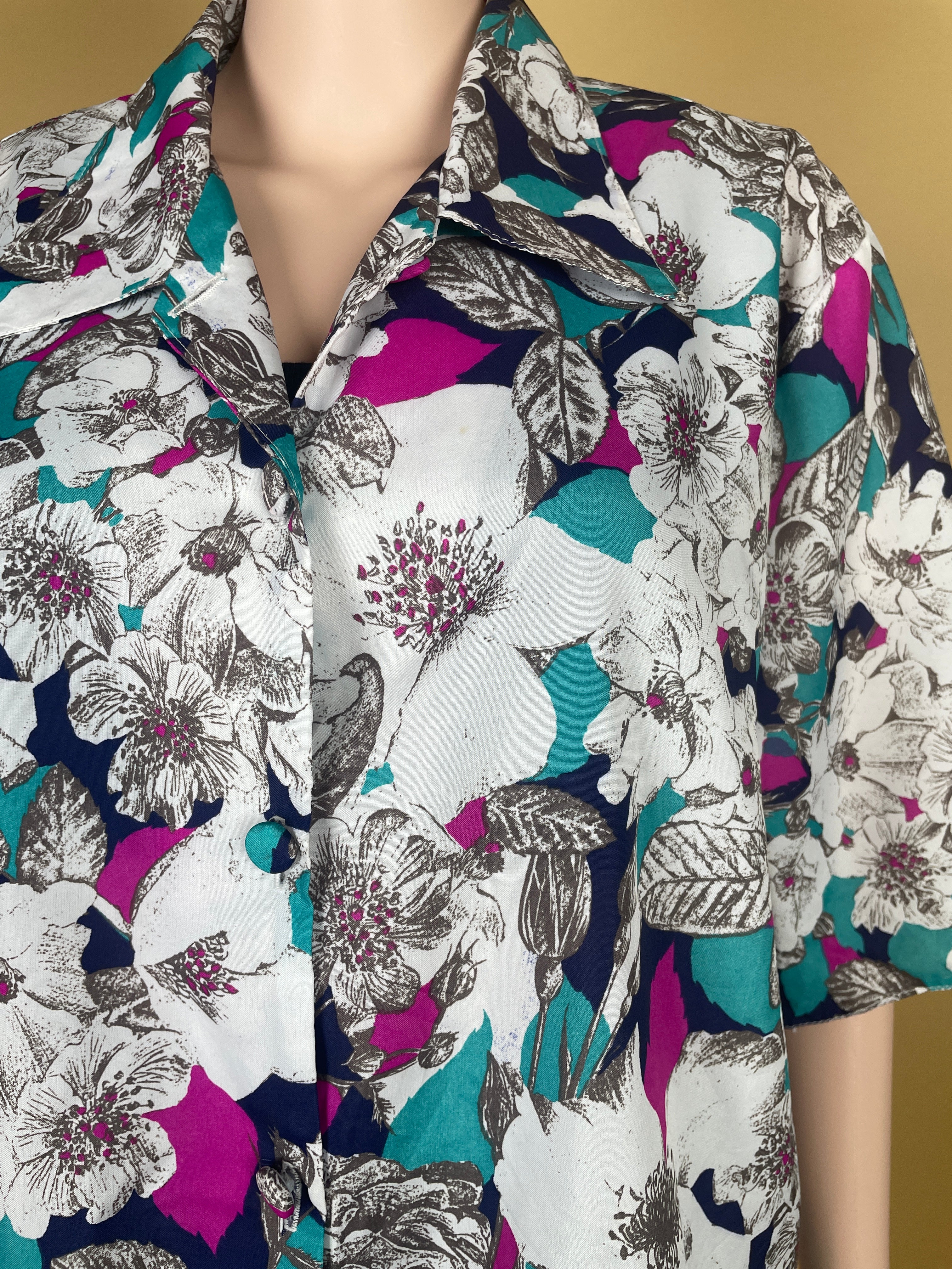 Floral Print Short-Sleeve Button-Up Shirt