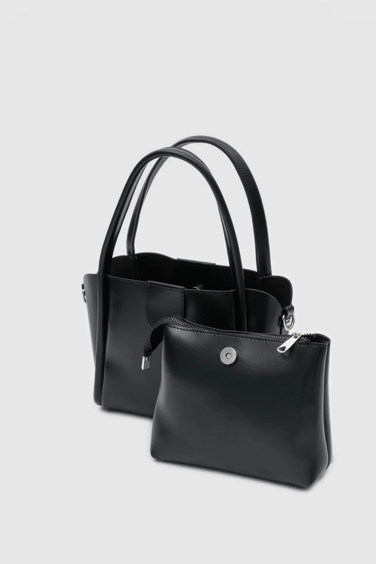 Elegant Black Faux Leather Handbag