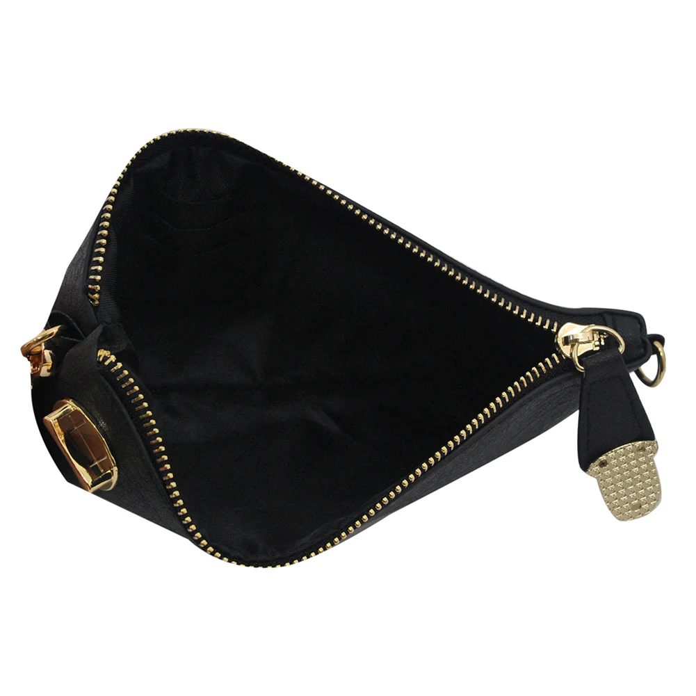 Elegant Black Faux Leather Crossbody Bag